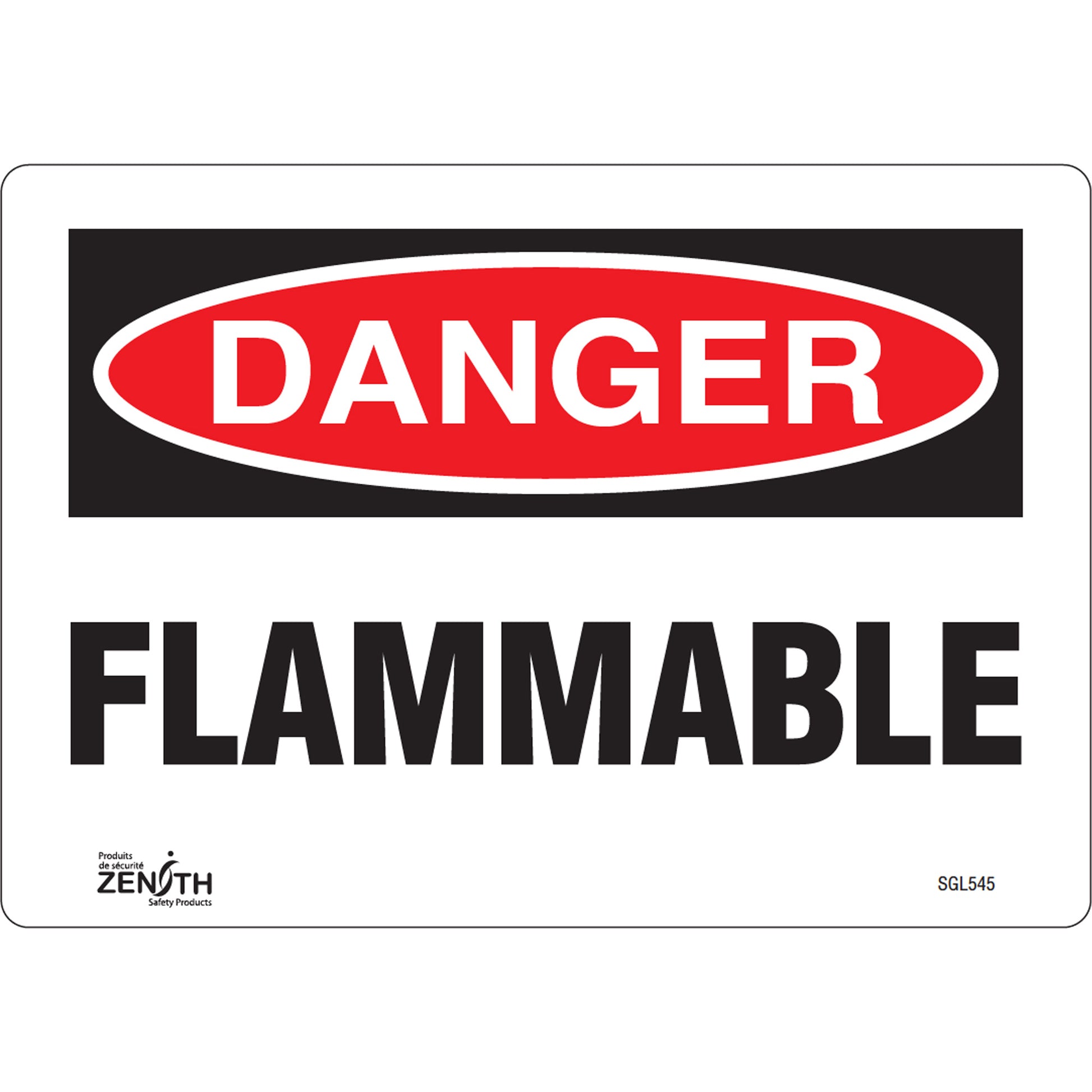 Zenith Safety Products "Flammable" Sign, 7" x 10", Vinyl, English