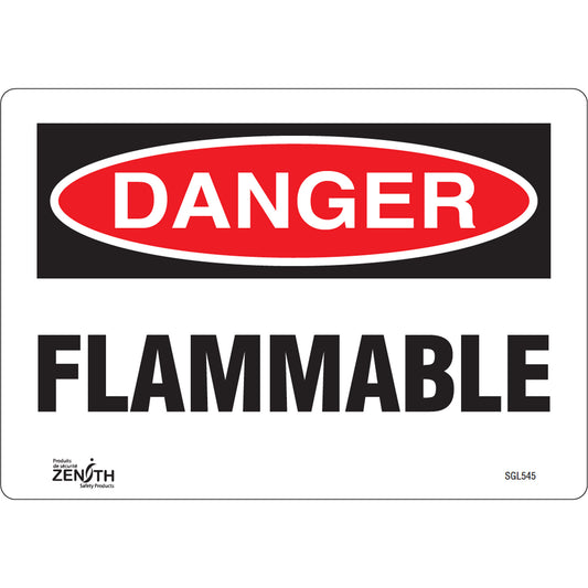 Zenith Safety Products "Flammable" Sign, 7" x 10", Vinyl, English