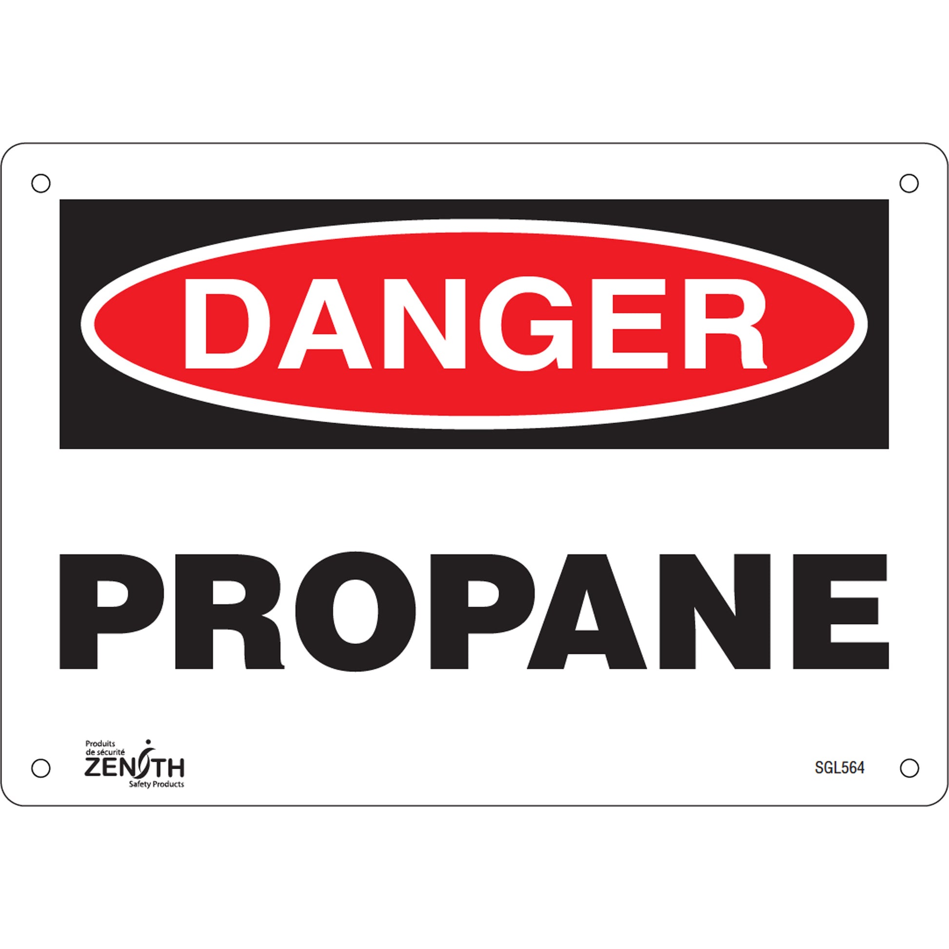 Zenith Safety Products "Propane" Sign, 7" x 10", Plastic, English