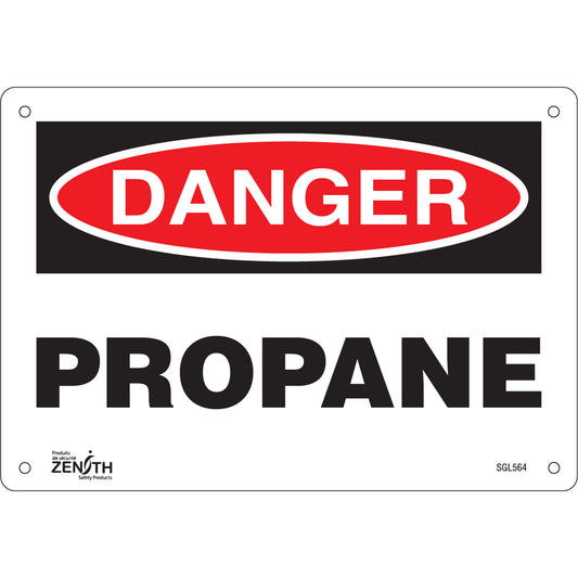 Zenith Safety Products "Propane" Sign, 7" x 10", Plastic, English
