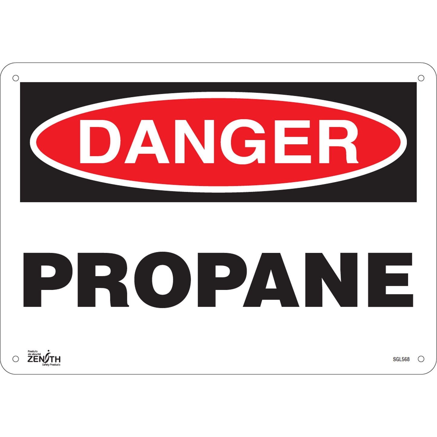 Zenith Safety Products "Propane" Sign, 10" x 14", Aluminum, English