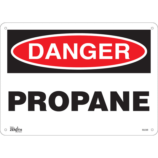 Zenith Safety Products "Propane" Sign, 10" x 14", Aluminum, English