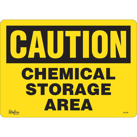 Zenith Safety Products "Chemical Storage Area" Sign, 10" x 14", Vinyl, English