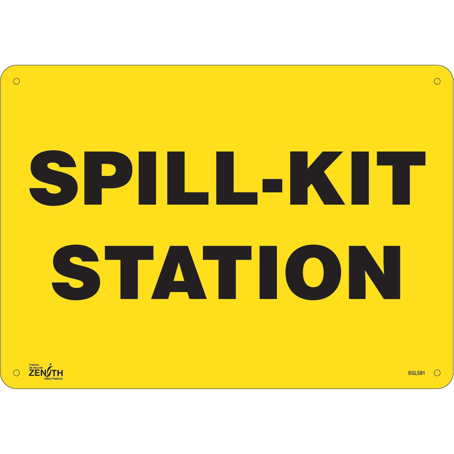Zenith Safety Products "Spill Kit Station" Sign, 10" x 14", Plastic, English