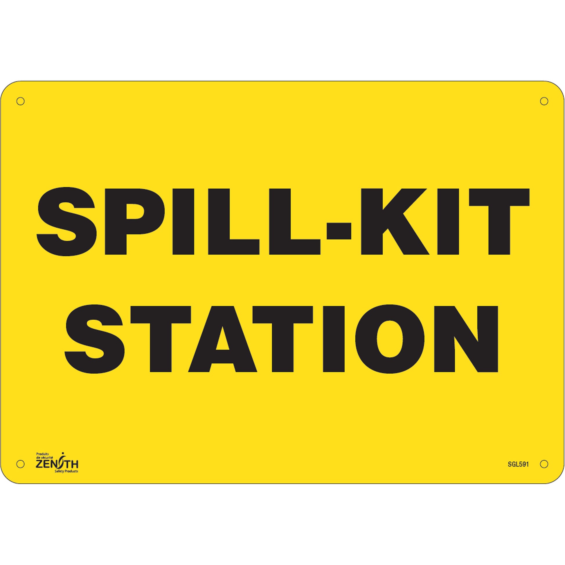Zenith Safety Products "Spill Kit Station" Sign, 10" x 14", Plastic, English