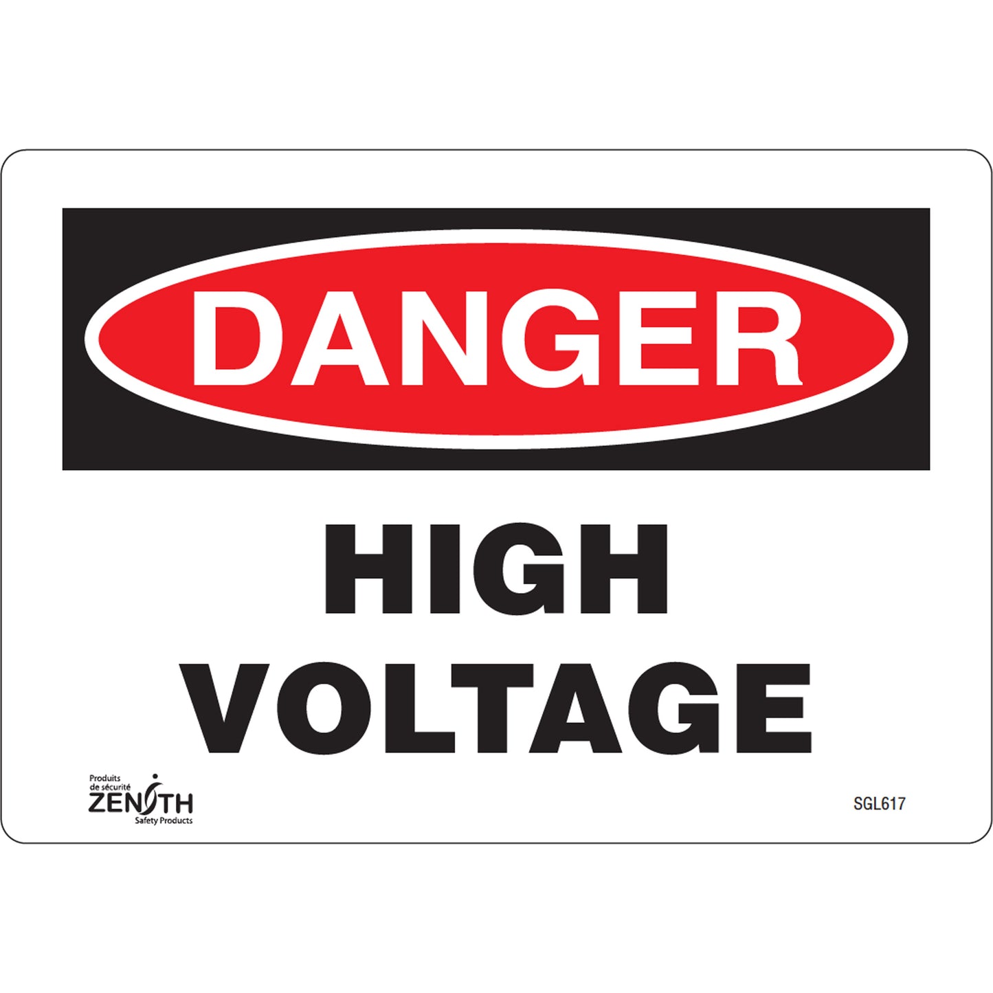 Zenith Safety Products "High Voltage" Sign, 7" x 10", Vinyl, English