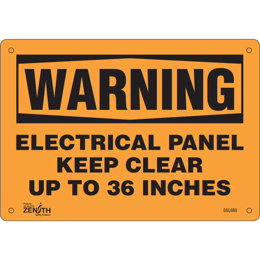 Zenith Safety Products "Electrical Panel" Sign, 7" x 10", Plastic, English
