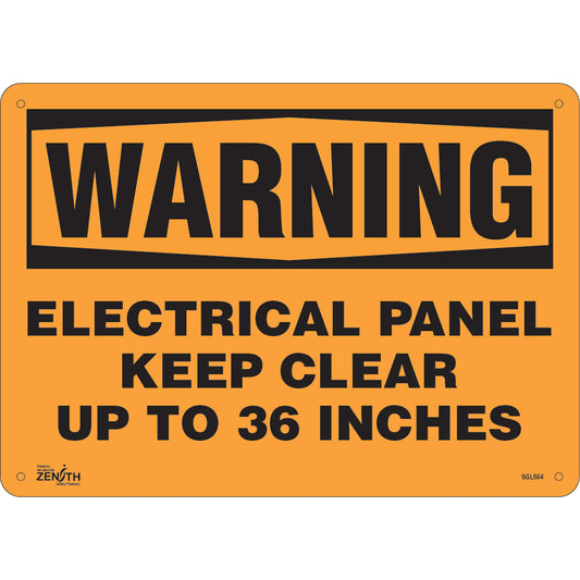 Zenith Safety Products "Electrical Panel" Sign, 10" x 14", Aluminum, English