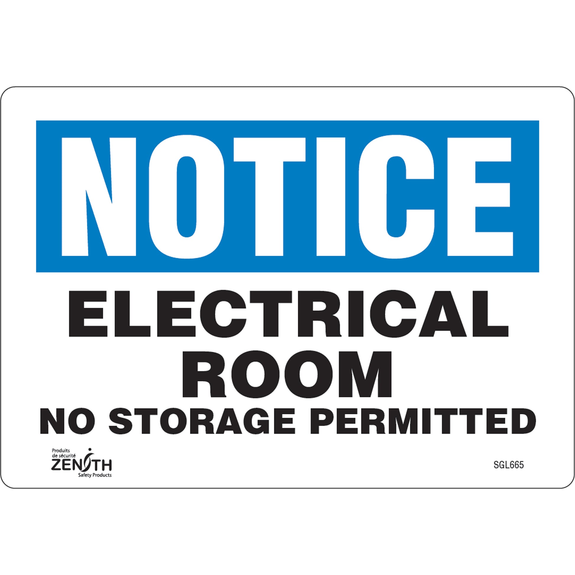 Zenith Safety Products "Electrical Room" Sign, 7" x 10", Vinyl, English