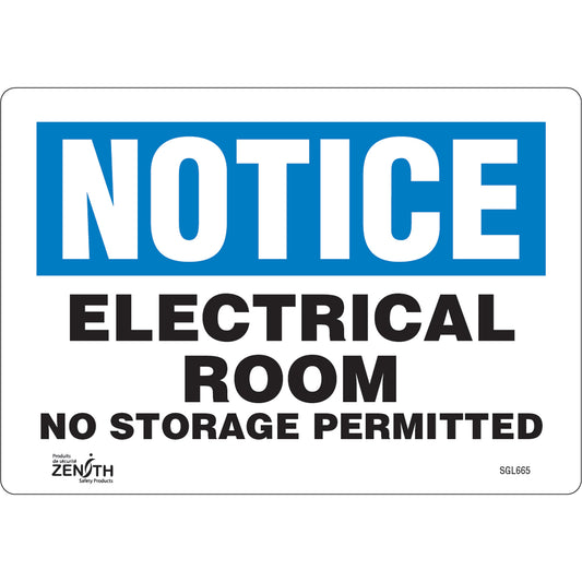 Zenith Safety Products "Electrical Room" Sign, 7" x 10", Vinyl, English