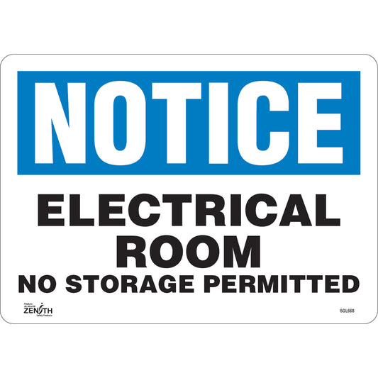 Zenith Safety Products "Electrical Room" Sign, 10" x 14", Vinyl, English
