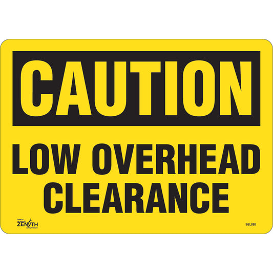 Zenith Safety Products "Low Overhead Clearance" Sign, 10" x 14", Vinyl, English