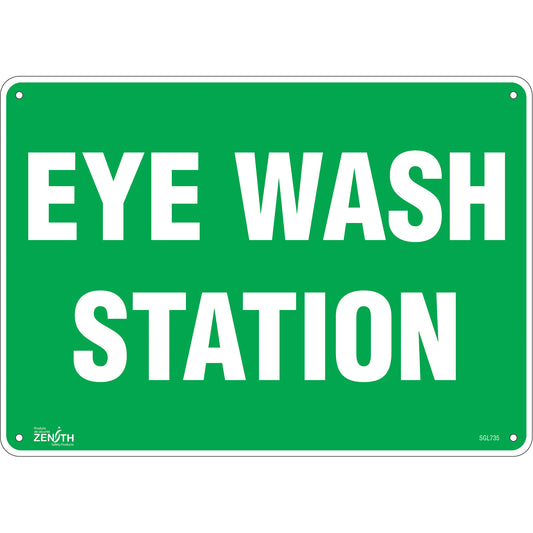 Zenith Safety Products "Eye Wash Station" Sign, 10" x 14", Plastic, English