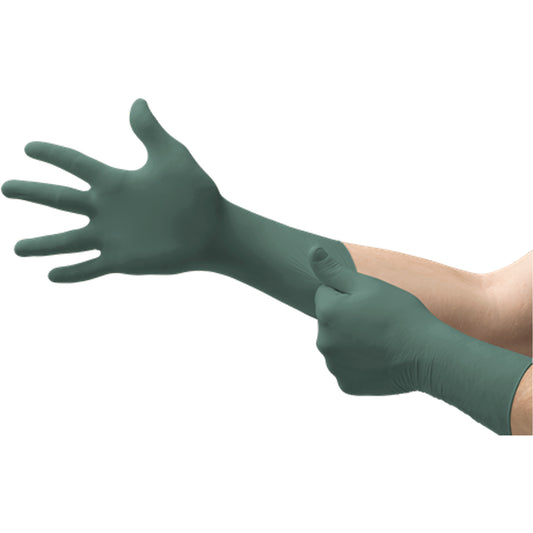 Microflex Dura Flock Gloves, Large, Nitrile, 8-mil, Powder-Free, Green
