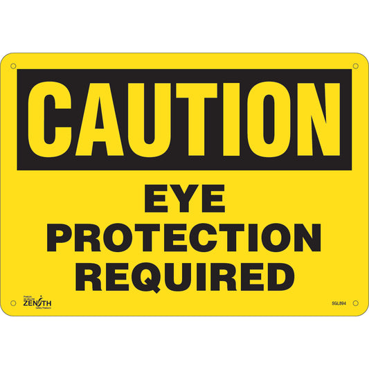 Zenith Safety Products "Eye Protection Required" Sign, 10" x 14", Aluminum, English