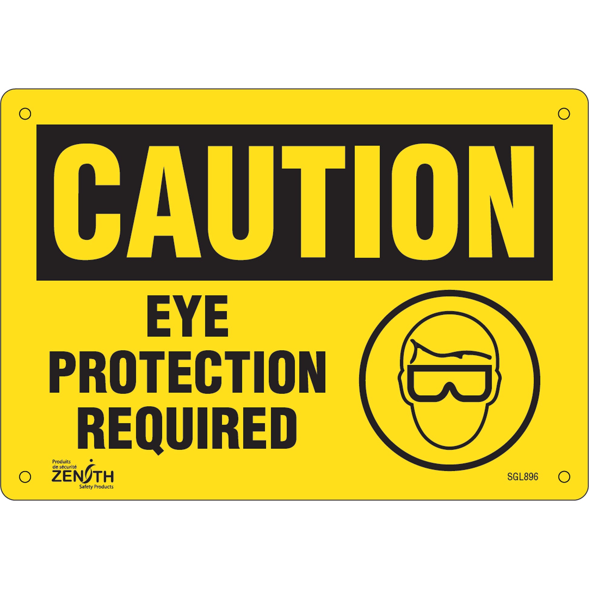 Zenith Safety Products "Eye Protection Required" Sign, 7" x 10", Plastic, English with Pictogram