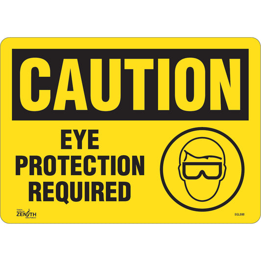 Zenith Safety Products "Eye Protection Required" Sign, 10" x 14", Vinyl, English with Pictogram