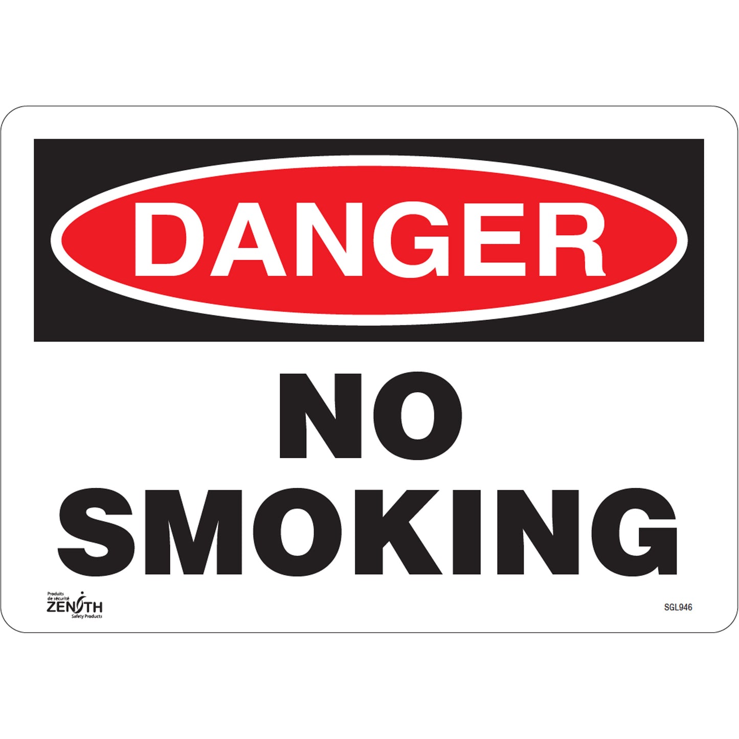 Zenith Safety Products "No Smoking" Sign, 10" x 14", Vinyl, English
