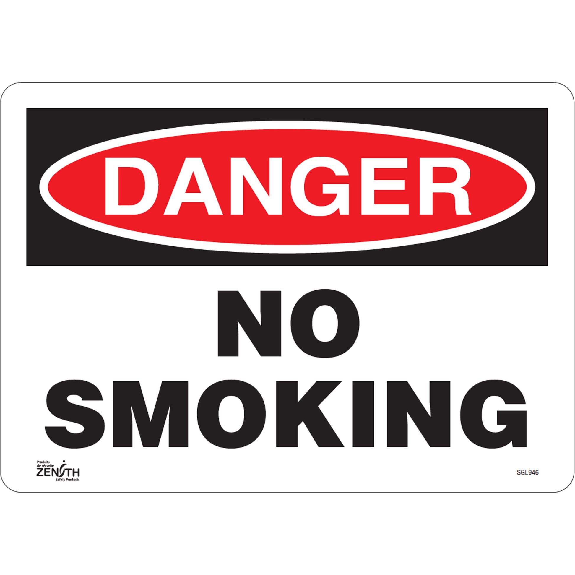 Zenith Safety Products "No Smoking" Sign, 10" x 14", Vinyl, English