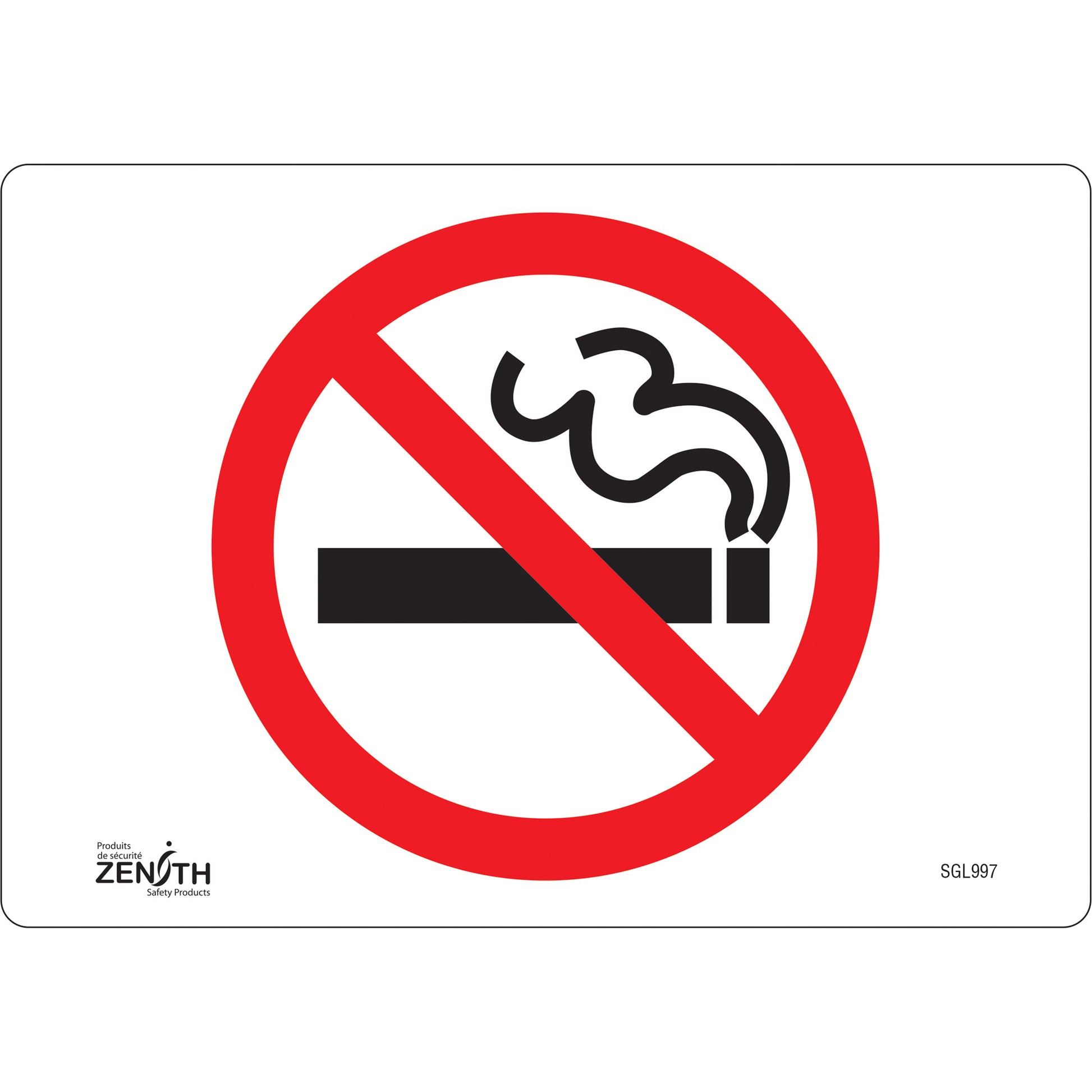 Zenith Safety Products "No Smoking" Sign, 7" x 10", Vinyl, Pictogram