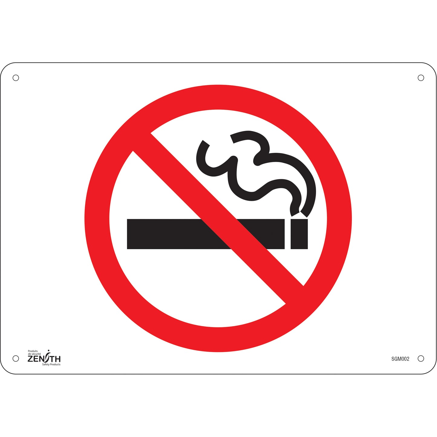 Zenith Safety Products "No Smoking" Sign, 10" x 14", Plastic, Pictogram