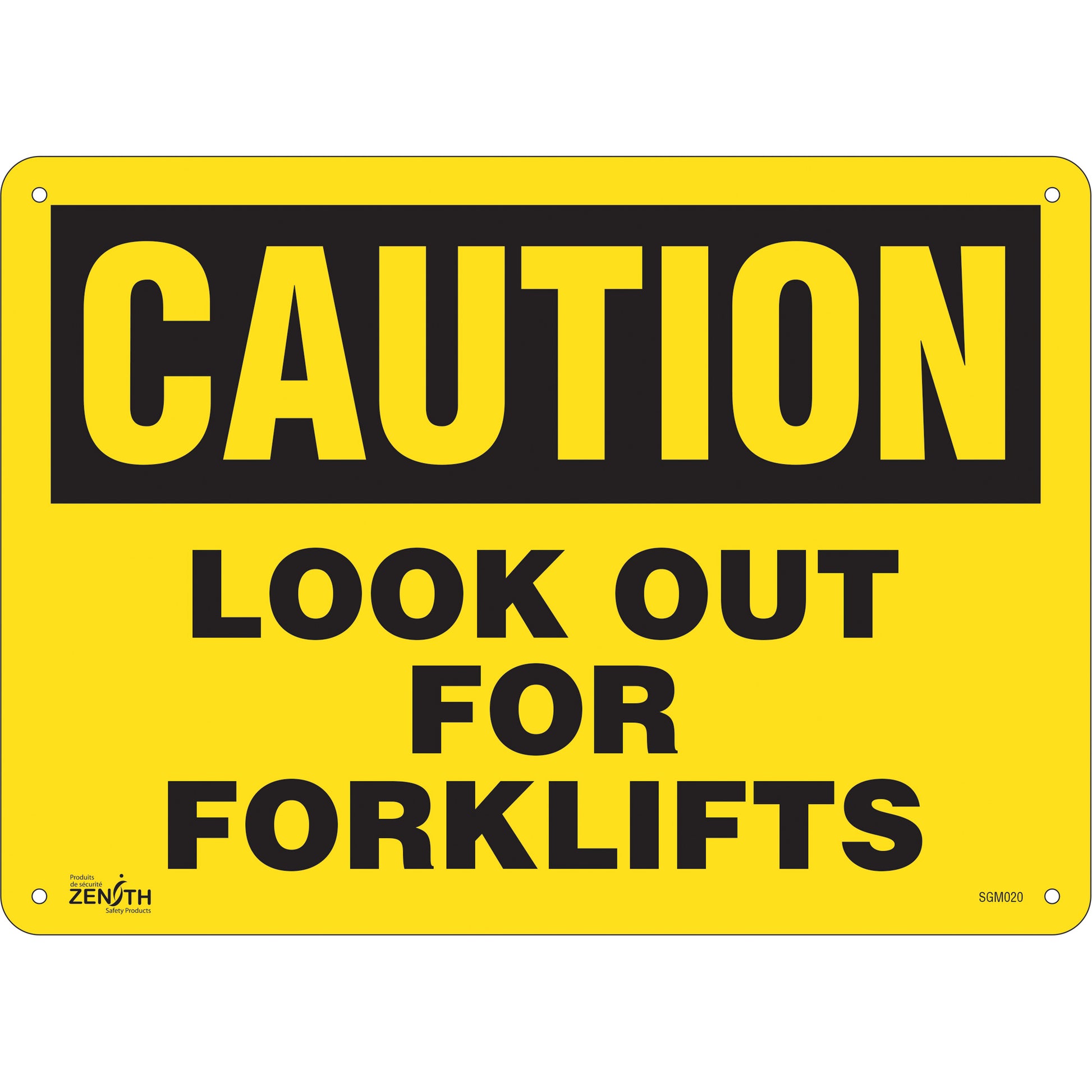 Zenith Safety Products "Look Out For Forklifts" Sign, 10" x 14", Plastic, English