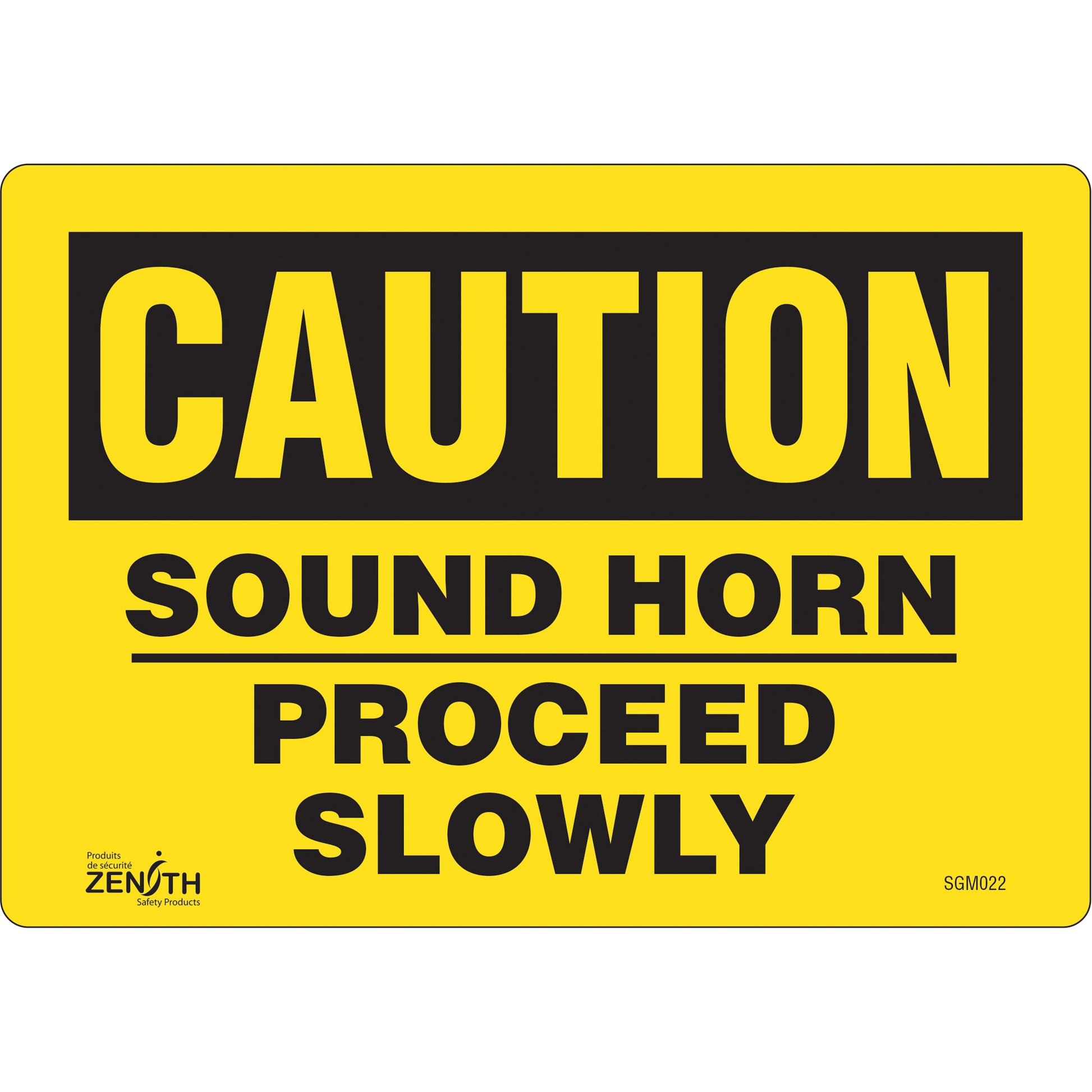 Zenith Safety Products "Proceed Slowly" Sign, 7" x 10", Vinyl, English