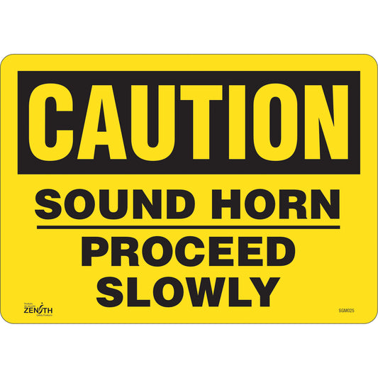 Zenith Safety Products "Proceed Slowly" Sign, 10" x 14", Vinyl, English