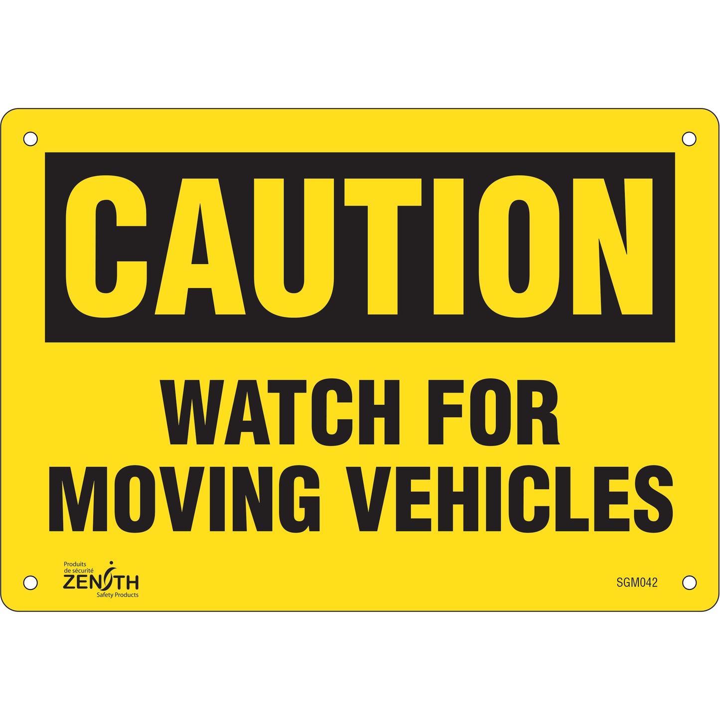 Zenith Safety Products "Watch For Moving Vehicles" Sign, 7" x 10", Aluminum, English