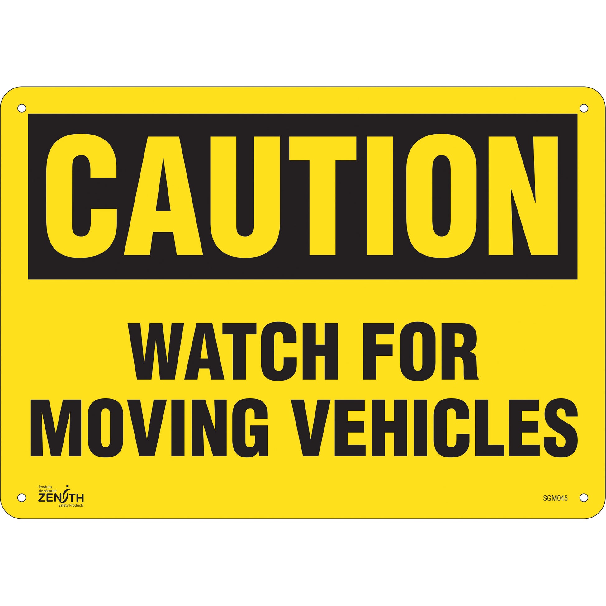 Zenith Safety Products "Watch For Moving Vehicles" Sign, 10" x 14", Aluminum, English