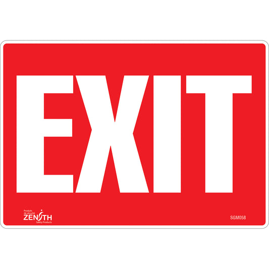 Zenith Safety Products "Exit" Sign, 7" x 10", Vinyl, English