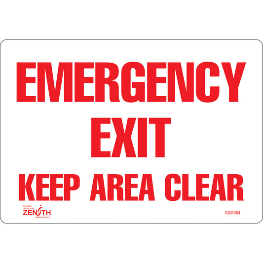 Zenith Safety Products "Emergency Exit" Sign, 7" x 10", Vinyl, English