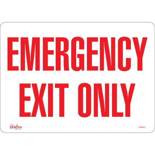 Zenith Safety Products "Emergency Exit" Sign, 10" x 10", Vinyl, English