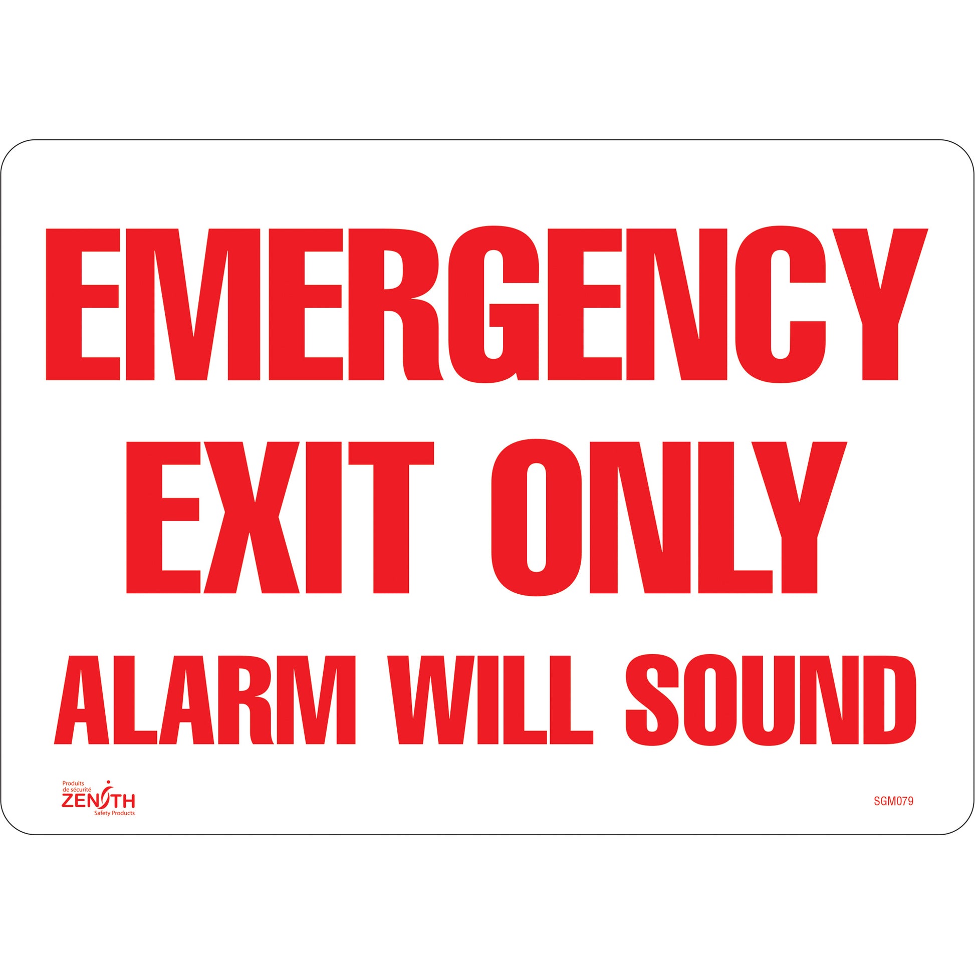 Zenith Safety Products "Emergency Exit Only" Sign, 10" x 14", Vinyl, English