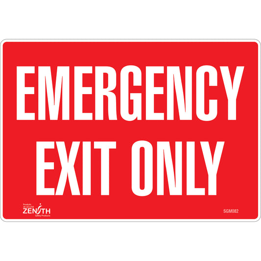 Zenith Safety Products "Emergency Exit Only" Sign, 7" x 10", Vinyl, English