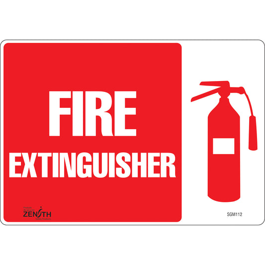 Zenith Safety Products "Fire Extinguisher" Sign, 7" x 10", Vinyl, English with Pictogram