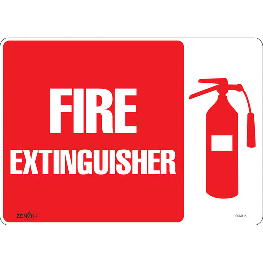 Zenith Safety Products "Fire Extinguisher" Sign, 10" x 14", Vinyl, English with Pictogram