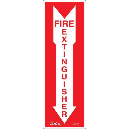 Zenith Safety Products "Fire Extinguisher" Sign, 12" x 4", Vinyl, English with Pictogram