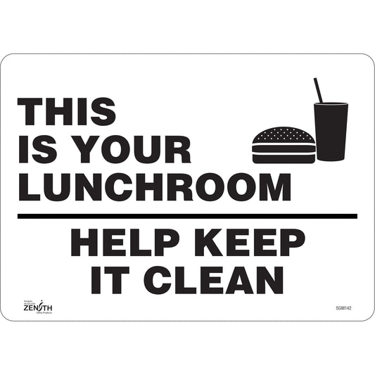 Zenith Safety Products "This Is Your Lunchroom" Sign, 10" x 14", Vinyl, English with Pictogram