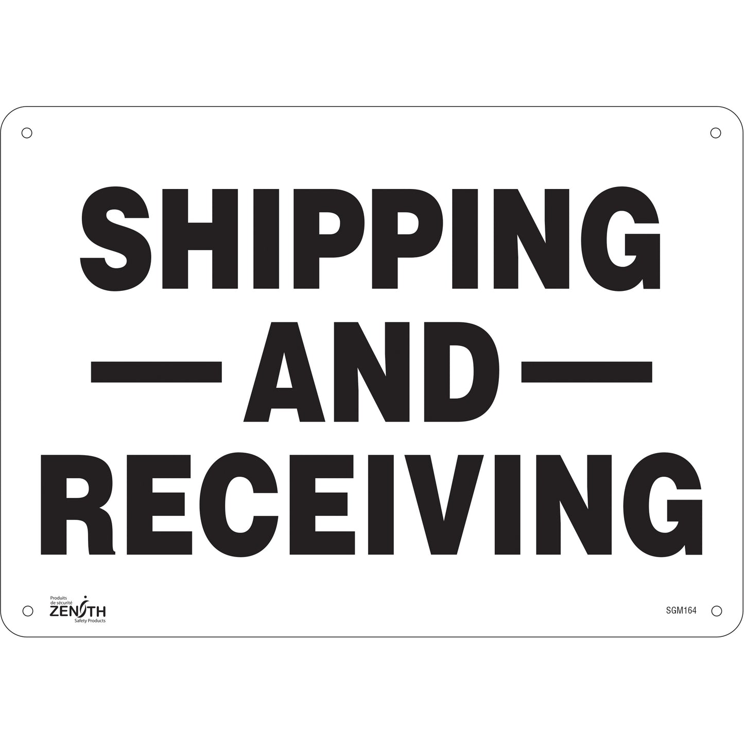 Zenith Safety Products "Shipping And Receiving" Sign, 10" x 14", Aluminum, English
