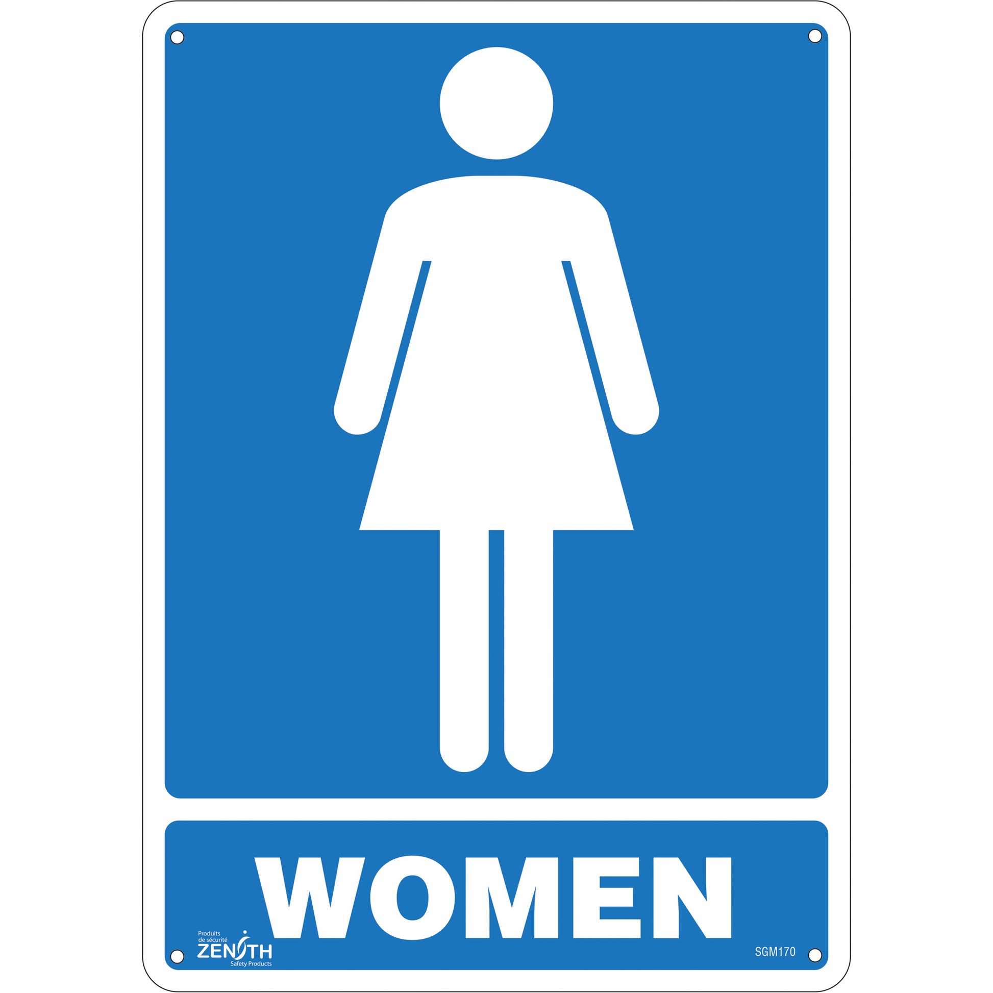 Zenith Safety Products "Women" Sign, 14" x 10", Aluminum, English with Pictogram