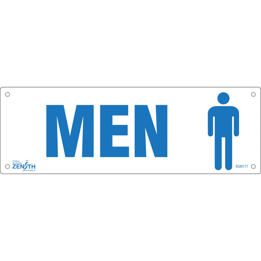 Zenith Safety Products "Men" Sign, 4" x 12", Plastic, English with Pictogram