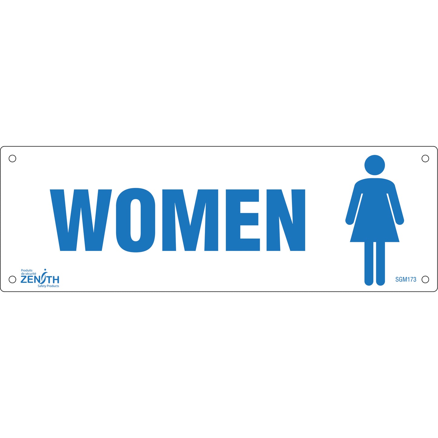 Zenith Safety Products "Women" Sign, 4" x 12", Plastic, English with Pictogram
