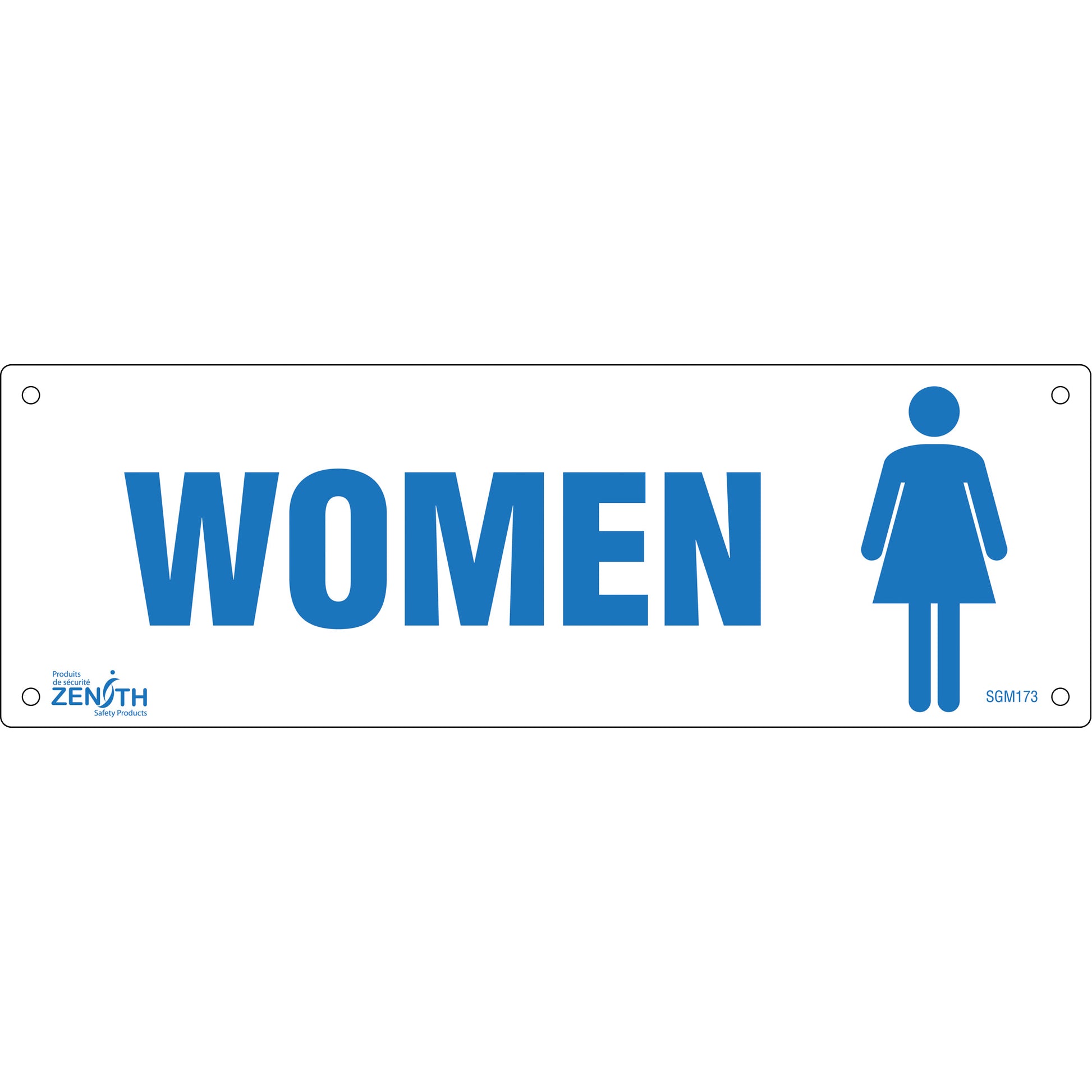 Zenith Safety Products "Women" Sign, 4" x 12", Plastic, English with Pictogram