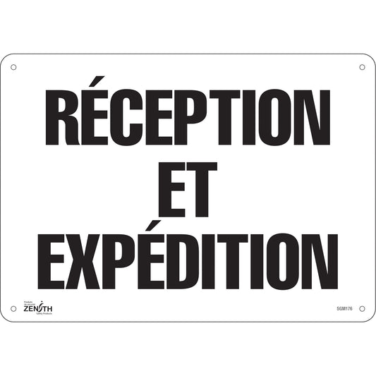 Zenith Safety Products "Réception et Expédition" Sign, 10" x 14", Aluminum, French