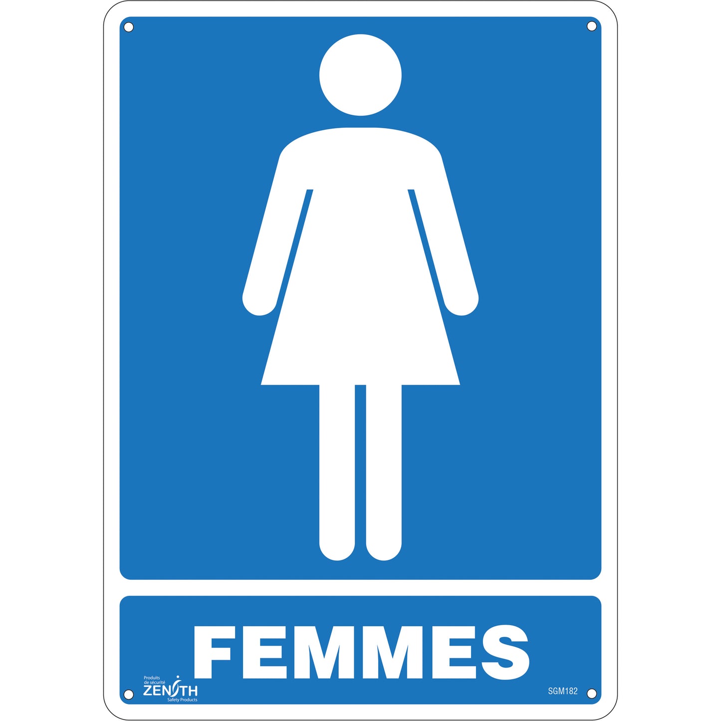 Zenith Safety Products "Femmes" Sign, 14" x 10", Aluminum, French with Pictogram