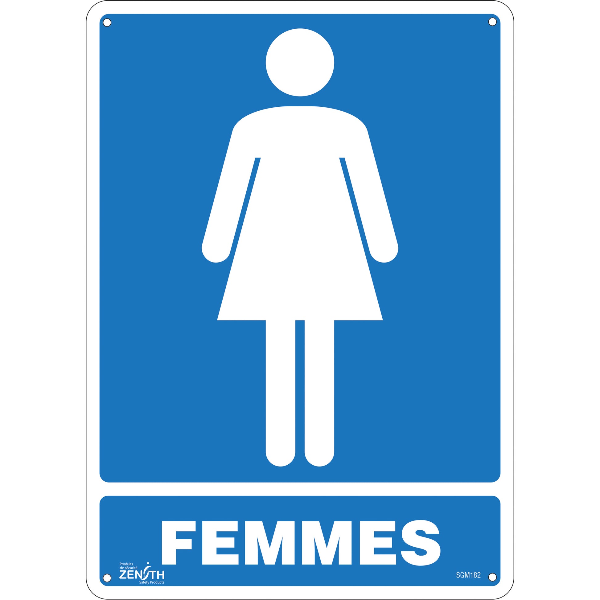 Zenith Safety Products "Femmes" Sign, 14" x 10", Aluminum, French with Pictogram