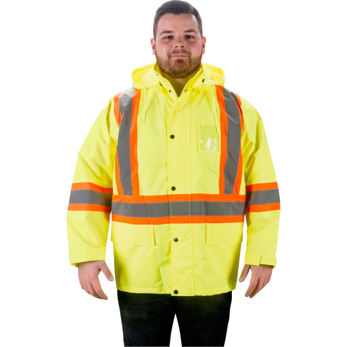 Zenith Safety Products RZ1000 Rain Jacket, Polyester, X-Large, High Visibility Lime-Yellow