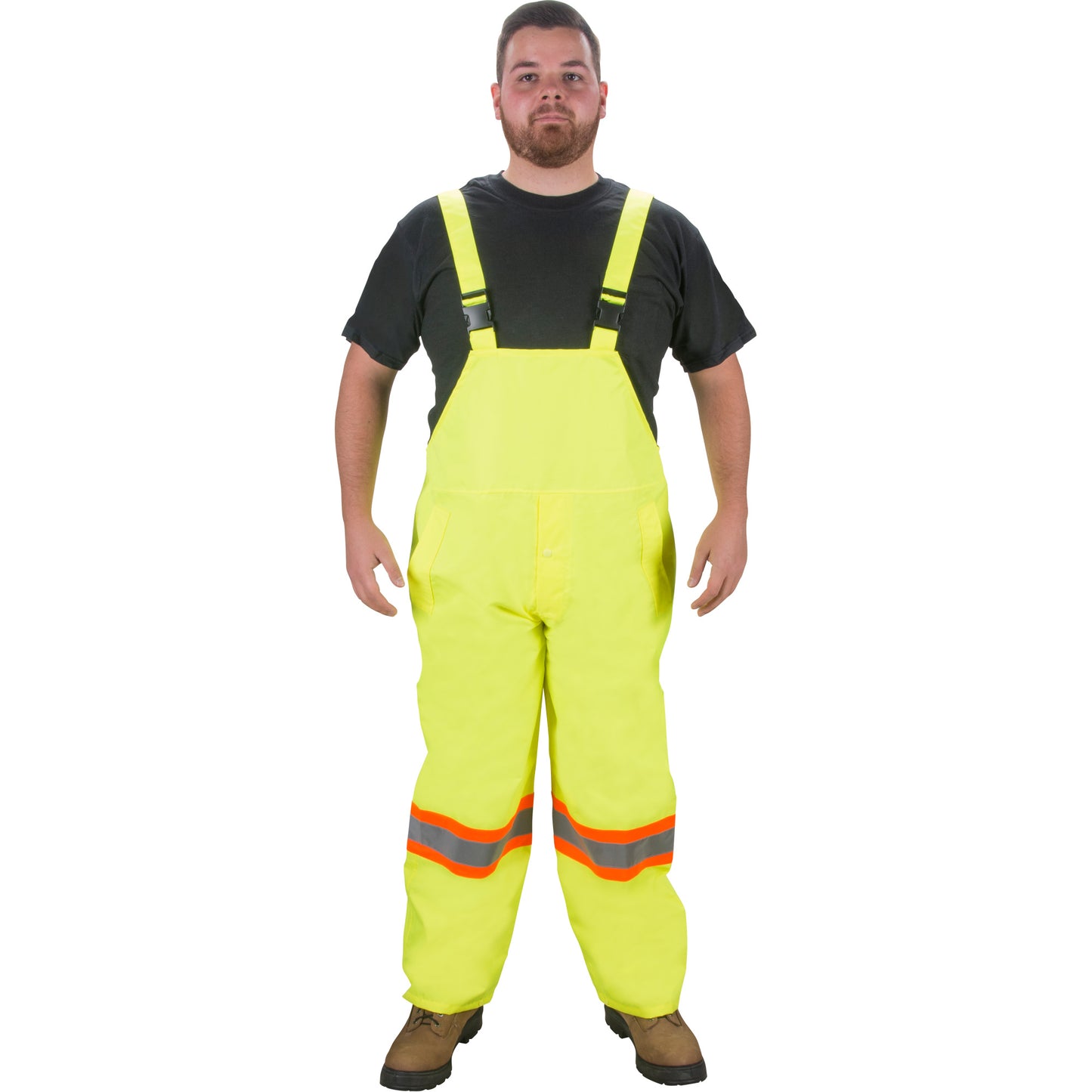 Zenith Safety Products RZ1000 Rain Bib Pants, Polyester, X-Large, High Visibility Lime-Yellow