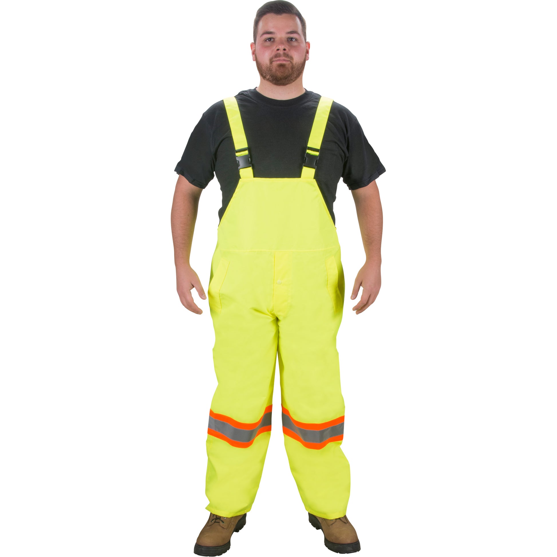 Zenith Safety Products RZ1000 Rain Bib Pants, Polyester, X-Large, High Visibility Lime-Yellow